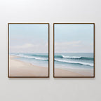 Whispering Tides Diptych – Set of 2 Canvas Prints set of 2 – neutral-toned coastal canvas wall art by Aspire Prints