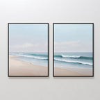 Whispering Tides Diptych – Set of 2 Canvas Prints set of 2 – neutral-toned coastal canvas wall art by Aspire Prints