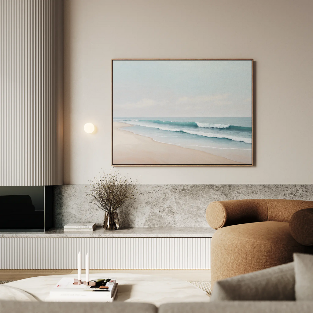 Whispers of the Tide – blue coastal canvas wall art print by Aspire Prints