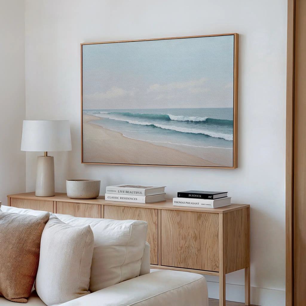 Whispers of the Tide – blue coastal canvas wall art print by Aspire Prints