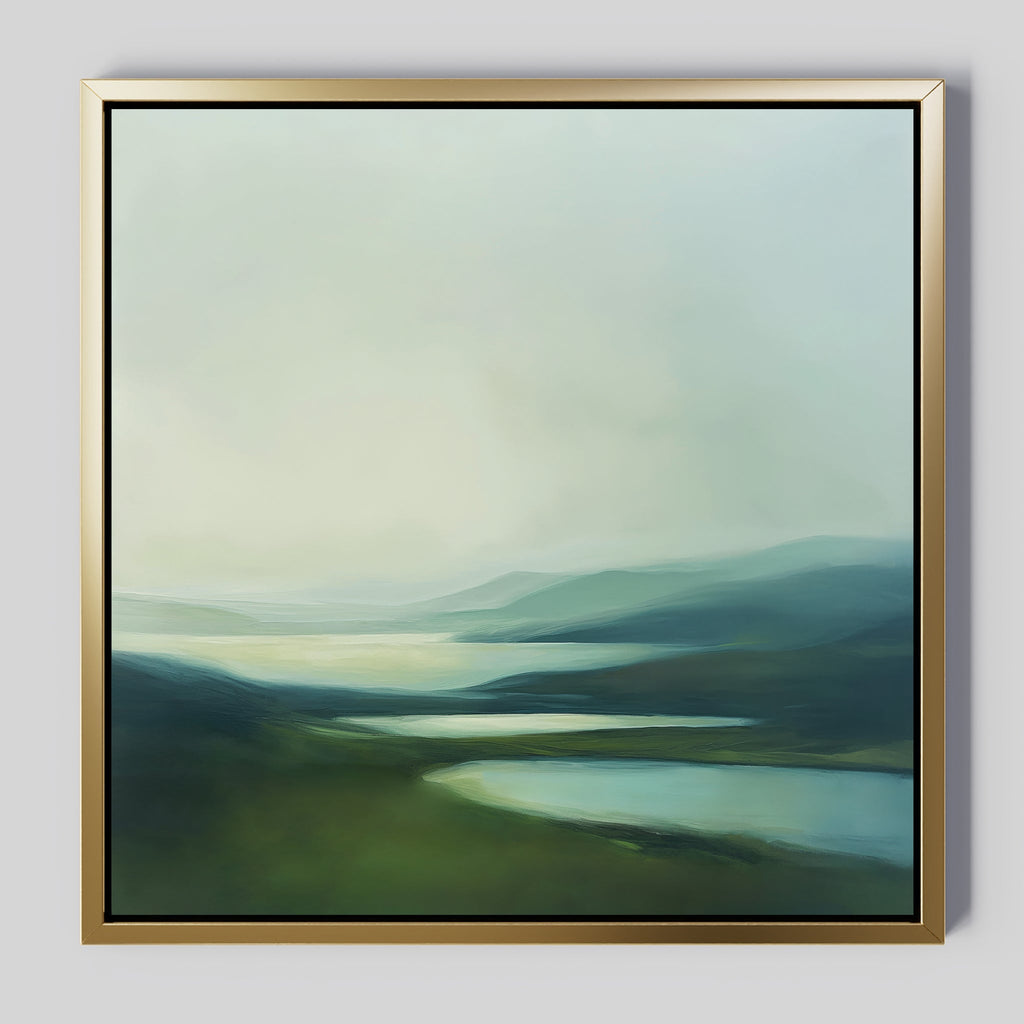 Whispering Hills at First Light – green landscape canvas wall art print by Aspire Prints