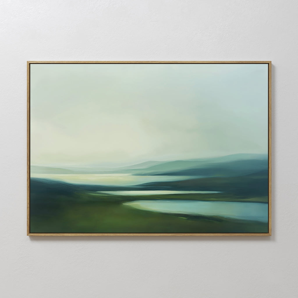Whispering Hills at Daybreak – green landscape canvas wall art print by Aspire Prints