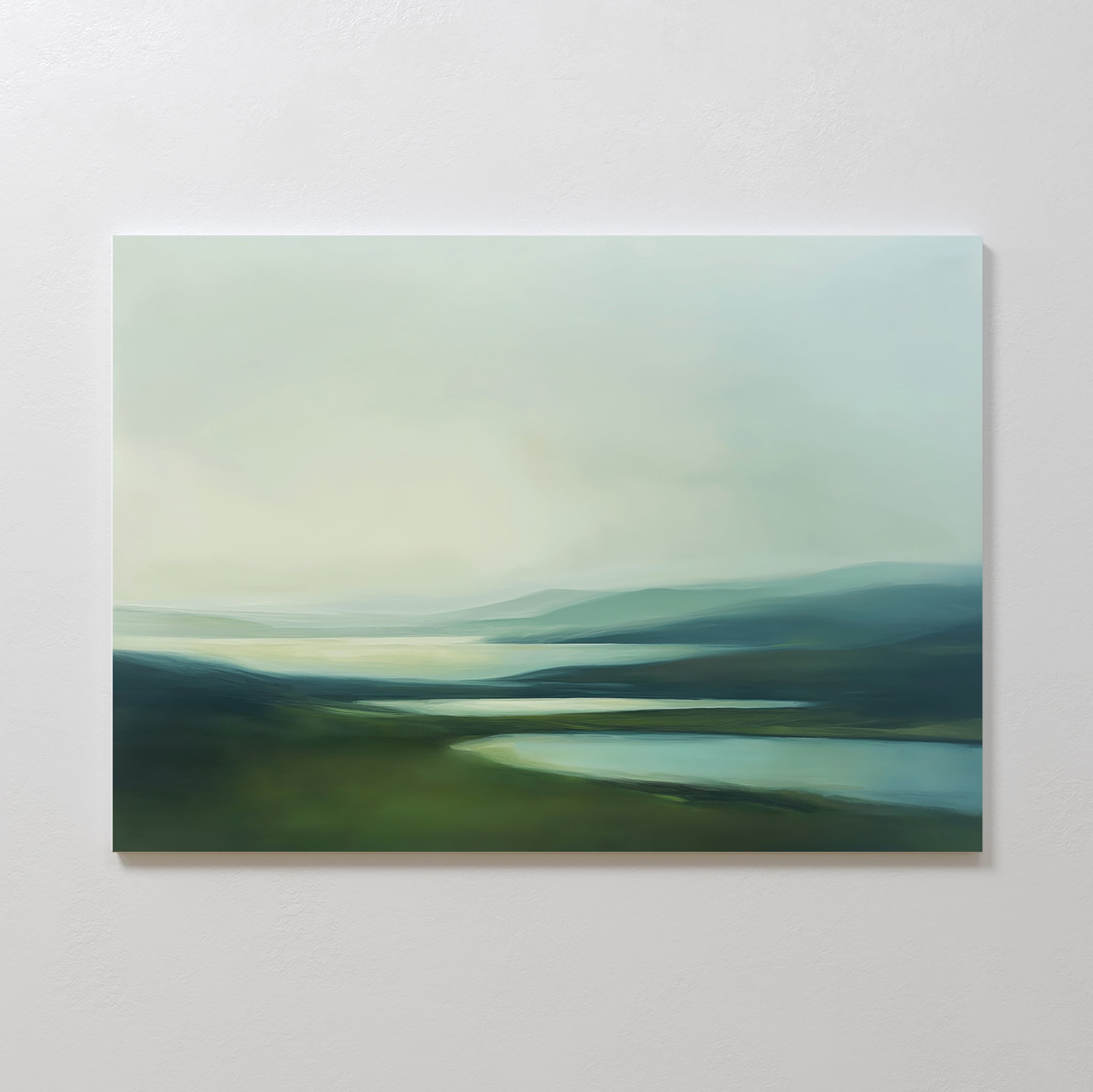 Whispering Hills at Daybreak – green landscape canvas wall art print by Aspire Prints