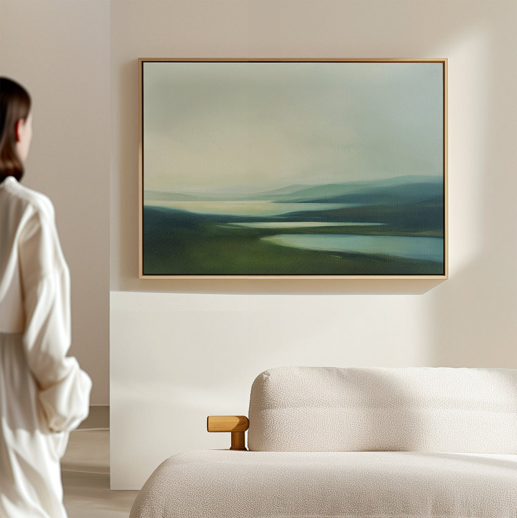 Whispering Hills at Daybreak – green landscape canvas wall art print by Aspire Prints
