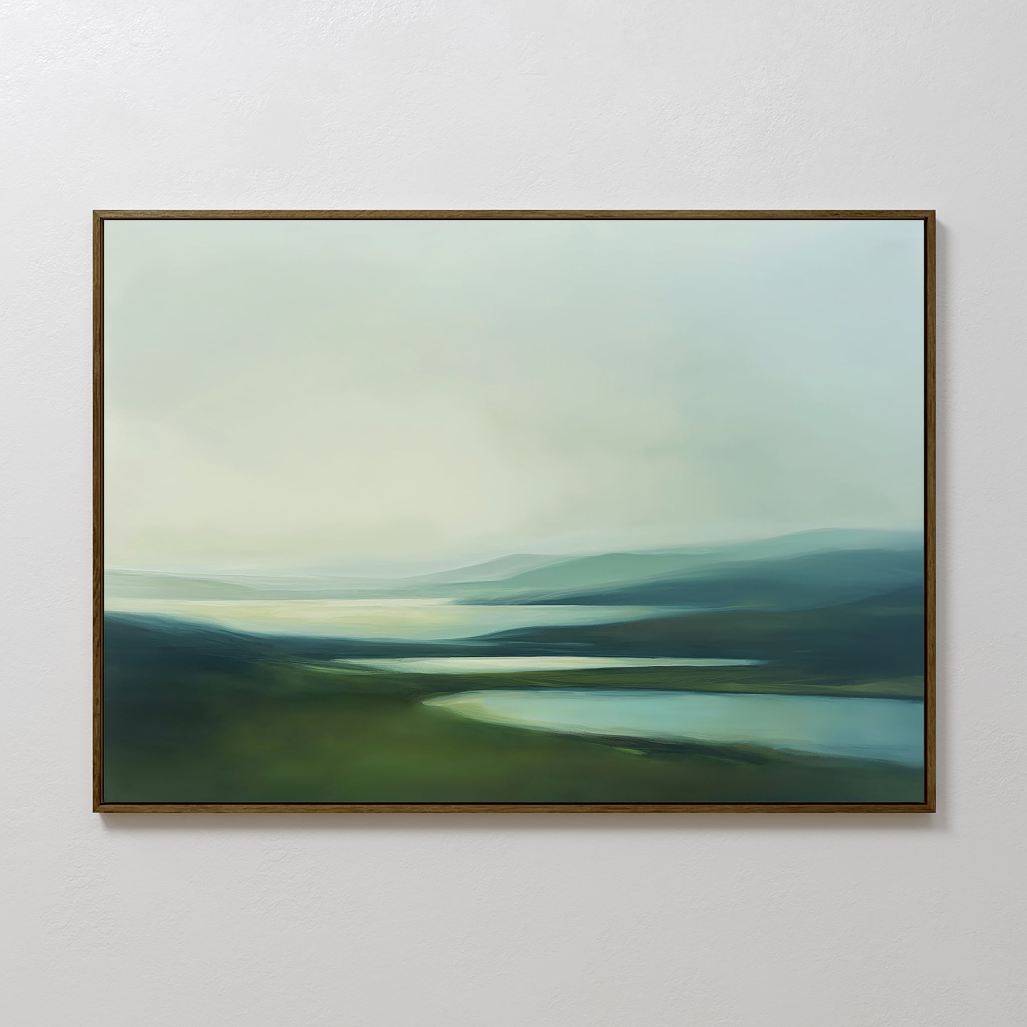 Whispering Hills at Daybreak – green landscape canvas wall art print by Aspire Prints