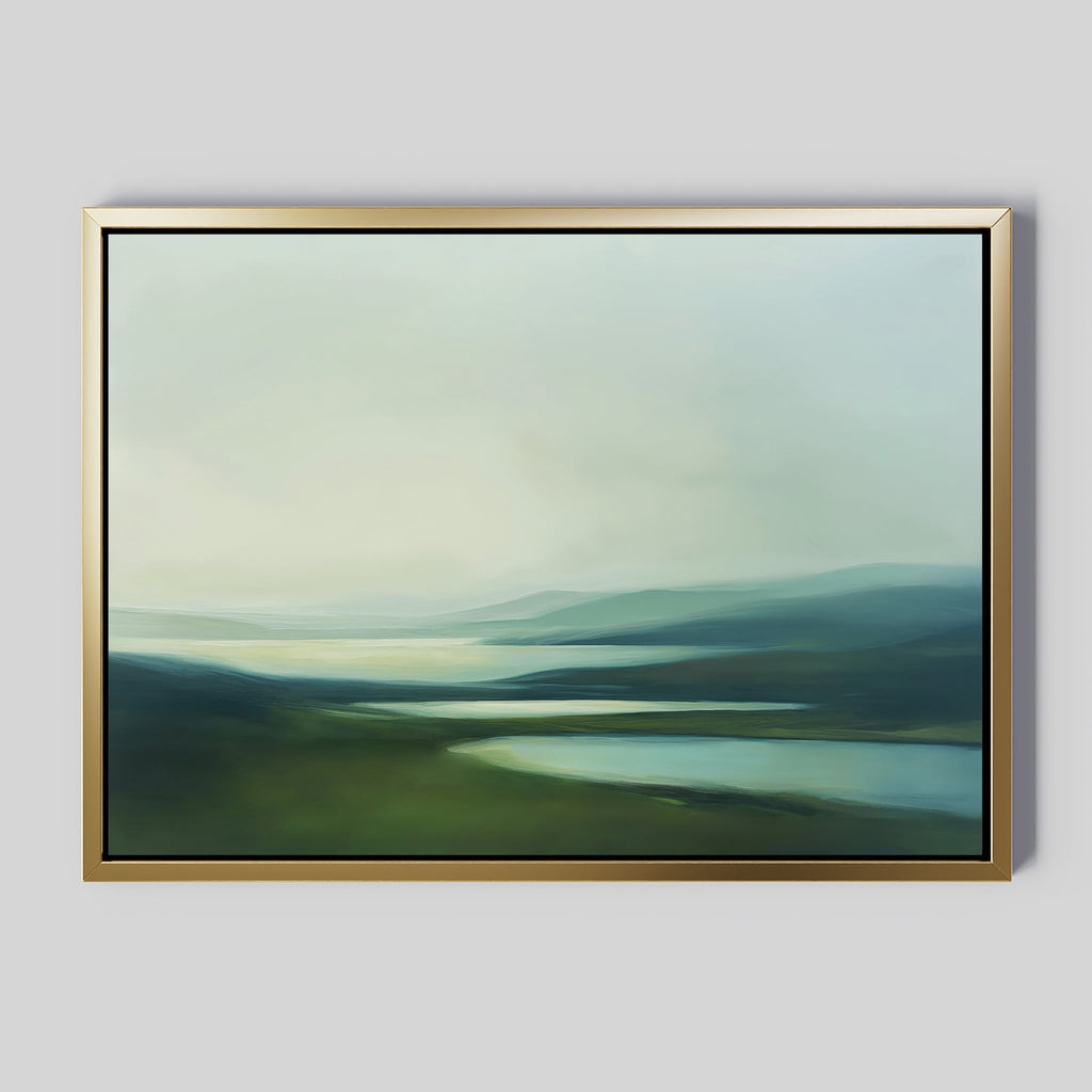 Whispering Hills at Daybreak – green landscape canvas wall art print by Aspire Prints