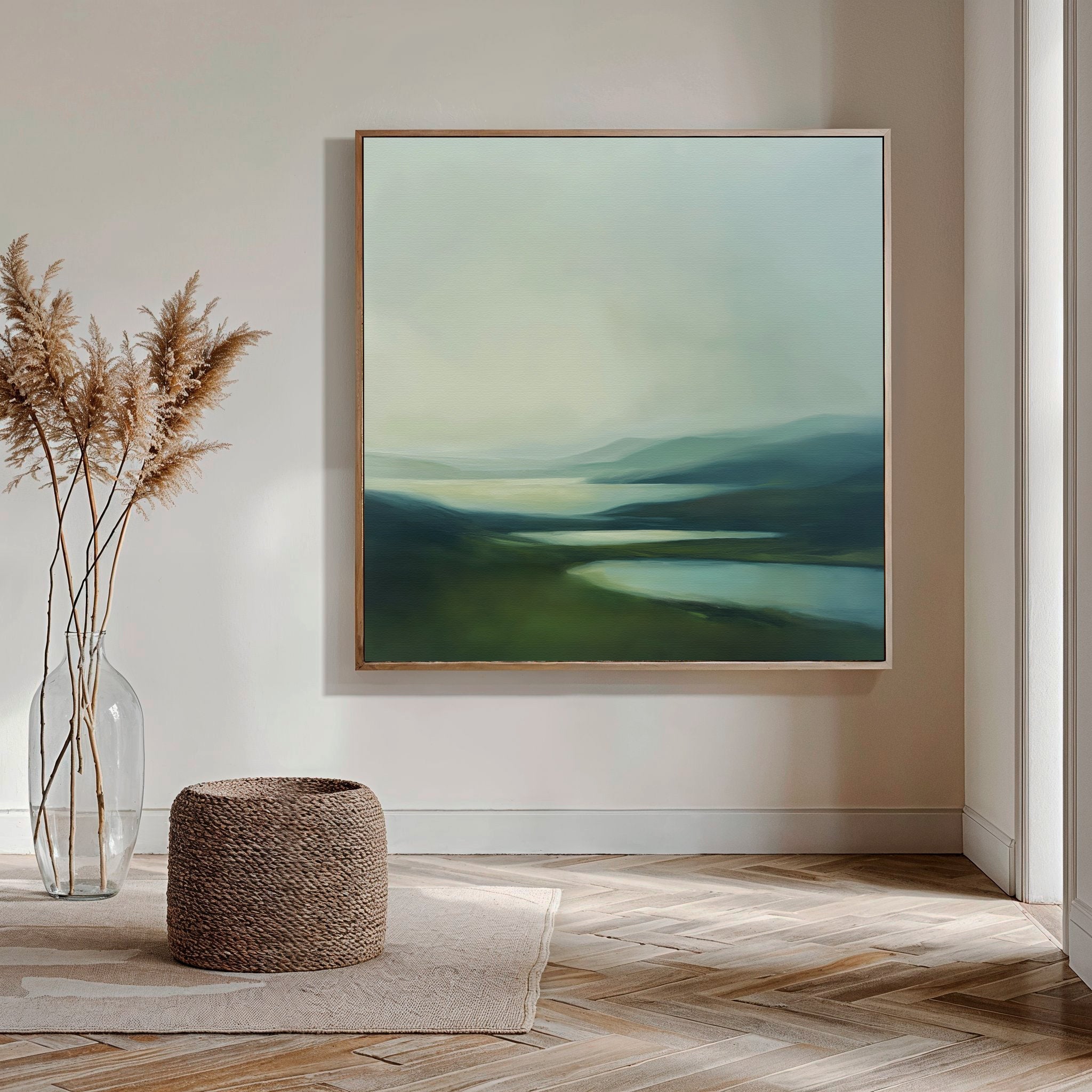 Whispering Hills at First Light – green landscape canvas wall art print by Aspire Prints