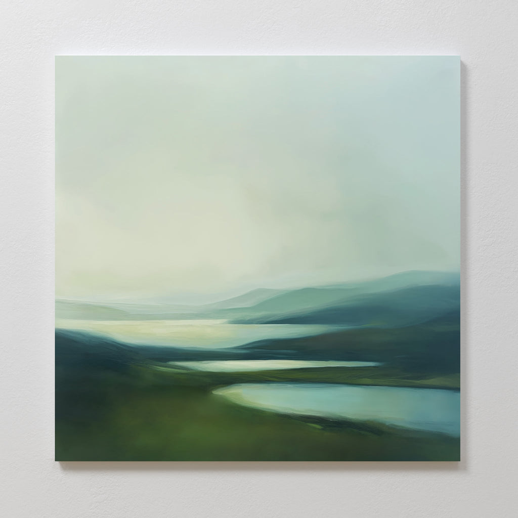 Whispering Hills at First Light – green landscape canvas wall art print by Aspire Prints