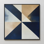 Midnight Geometry Reverie – blue abstract canvas wall art print by Aspire Prints
