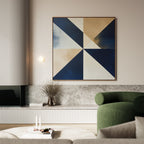 Midnight Geometry Reverie – blue abstract canvas wall art print by Aspire Prints