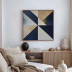 Midnight Geometry Reverie – blue abstract canvas wall art print by Aspire Prints
