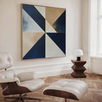 Midnight Geometry Reverie – blue abstract canvas wall art print by Aspire Prints