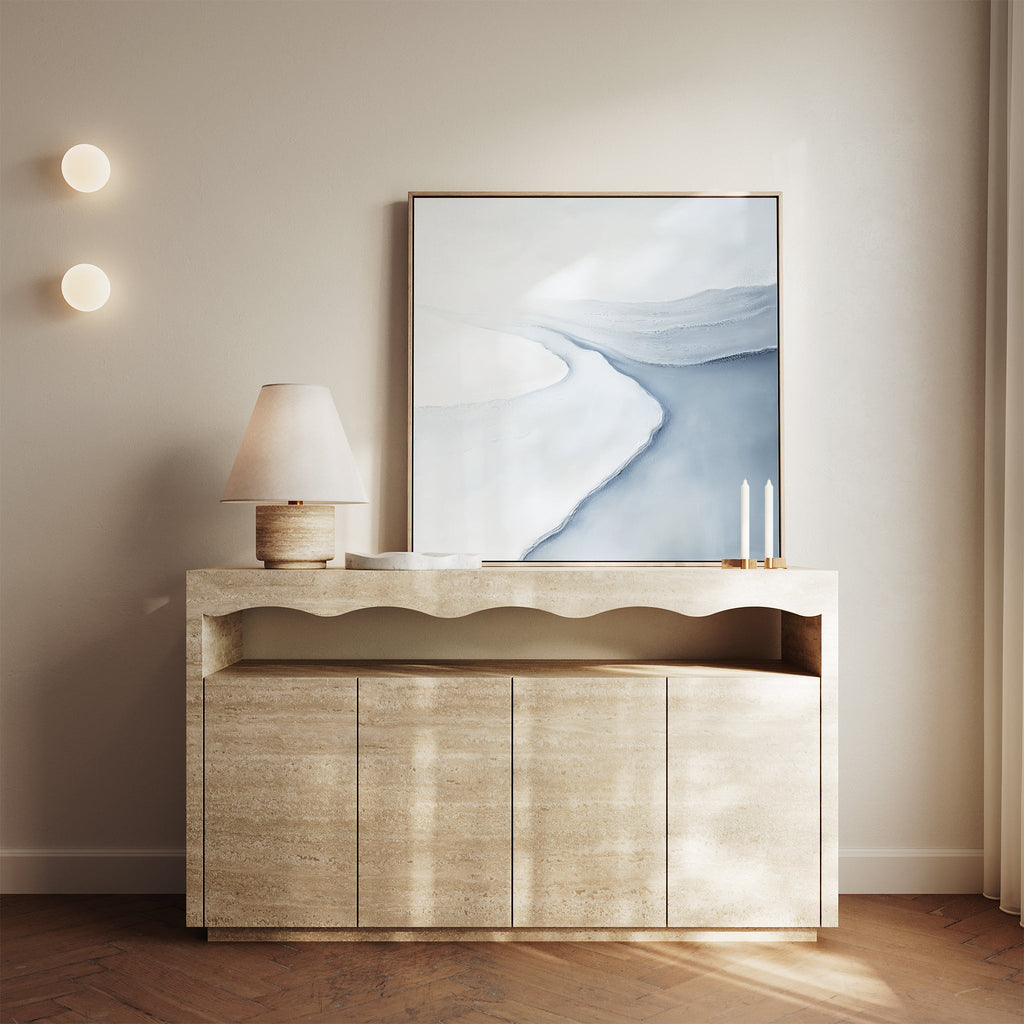 Whispers of the Frozen Tide – blue coastal canvas wall art print by Aspire Prints
