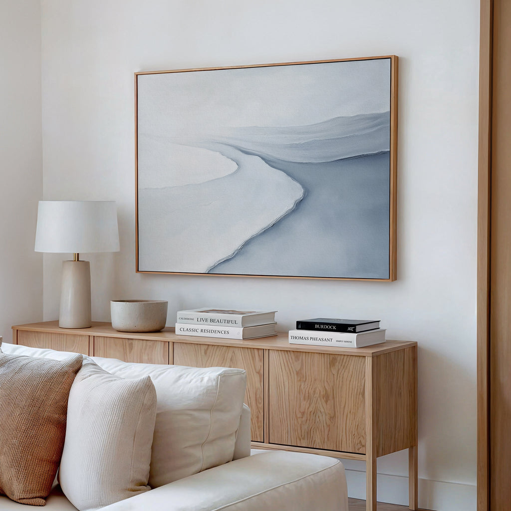Whispers of the Frozen Tide – blue coastal canvas wall art print by Aspire Prints