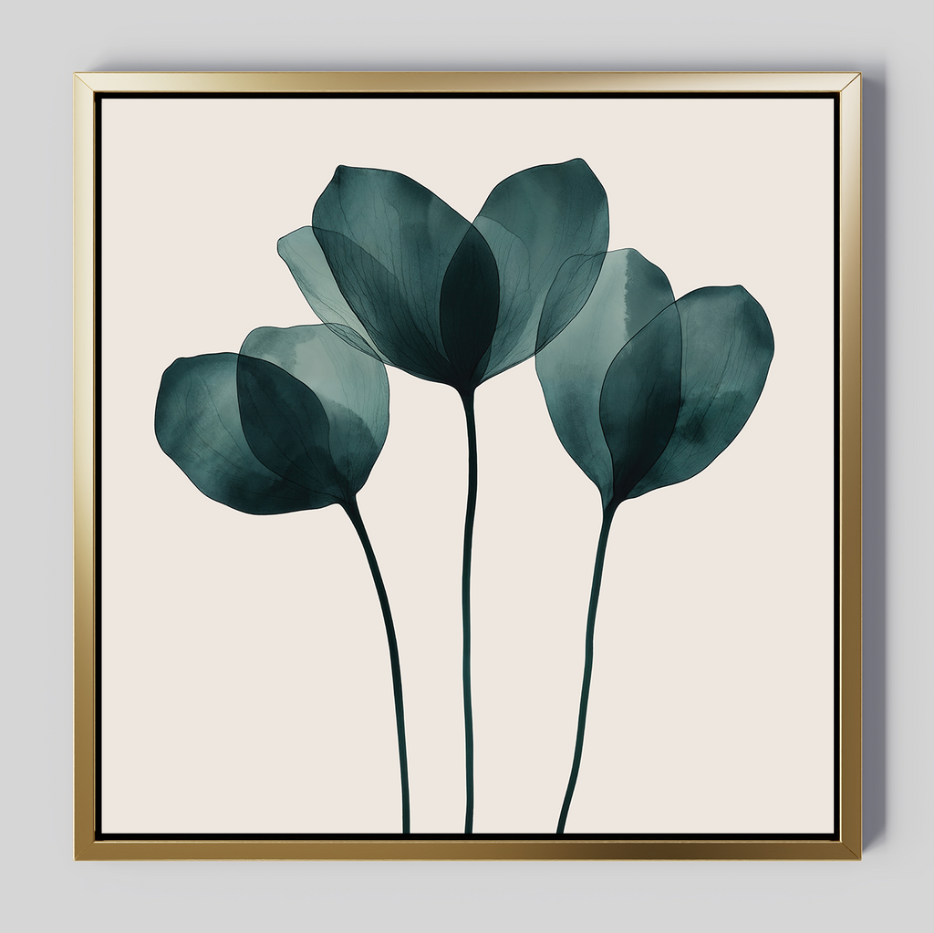 Whispering Fronds in Teal – green botanical canvas wall art print by Aspire Prints