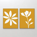 Sunlit Petals Diptych – Set of 2 Canvas Prints set of 2 – golden yellow botanical canvas wall art by Aspire Prints