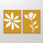 Sunlit Petals Diptych – Set of 2 Canvas Prints set of 2 – golden yellow botanical canvas wall art by Aspire Prints