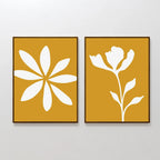 Sunlit Petals Diptych – Set of 2 Canvas Prints set of 2 – golden yellow botanical canvas wall art by Aspire Prints