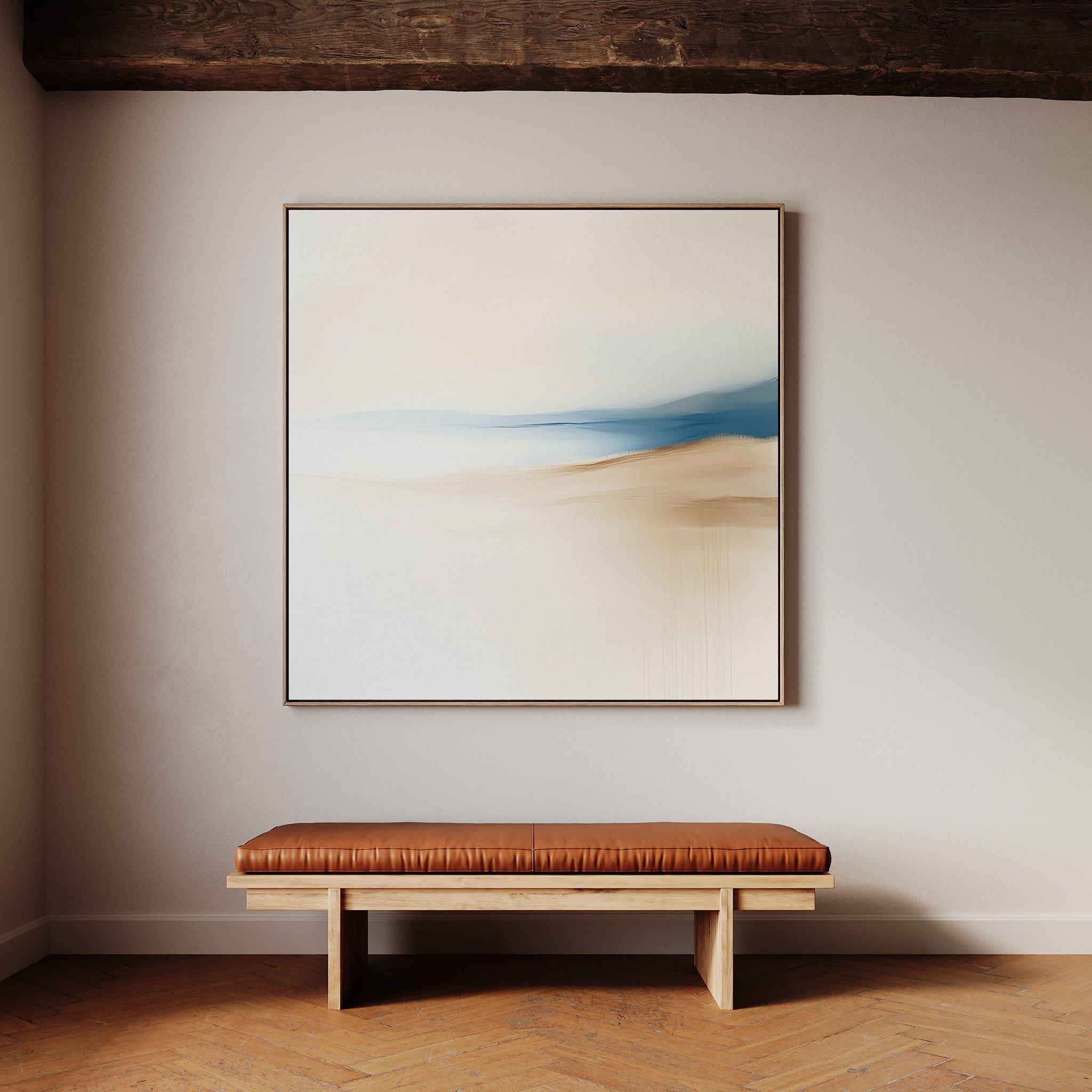Whispers of Saffron Sands – beige and white landscape canvas wall art print by Aspire Prints