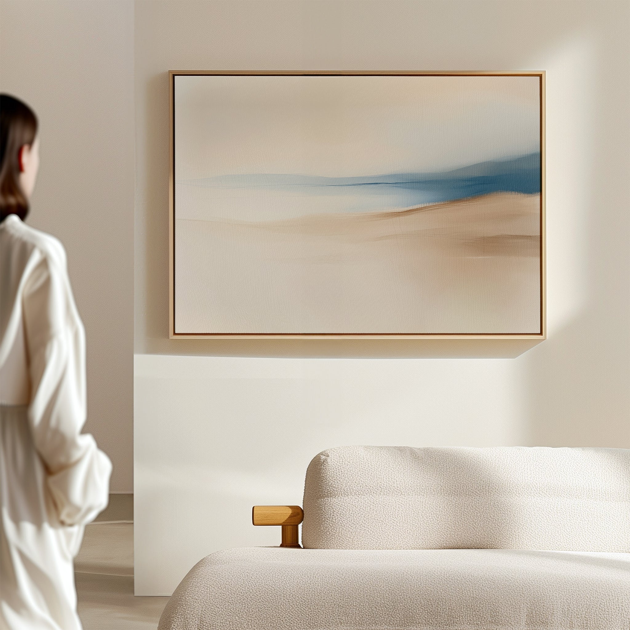 Whispers of the Dunes – beige and white landscape canvas wall art print by Aspire Prints