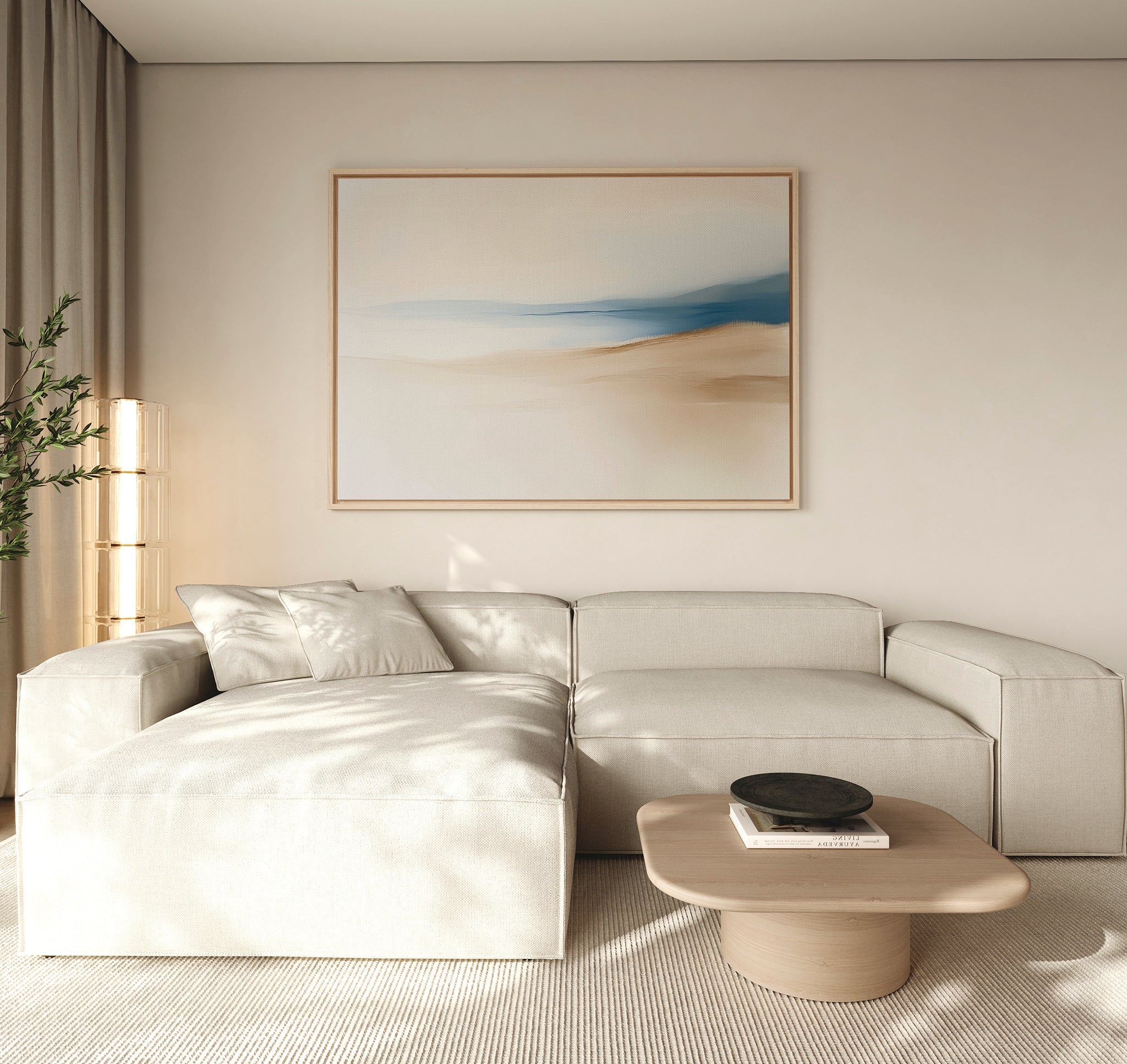 Whispers of the Dunes – beige and white landscape canvas wall art print by Aspire Prints