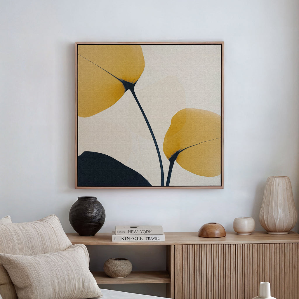 Whispers of Amber – golden yellow botanical canvas wall art print by Aspire Prints