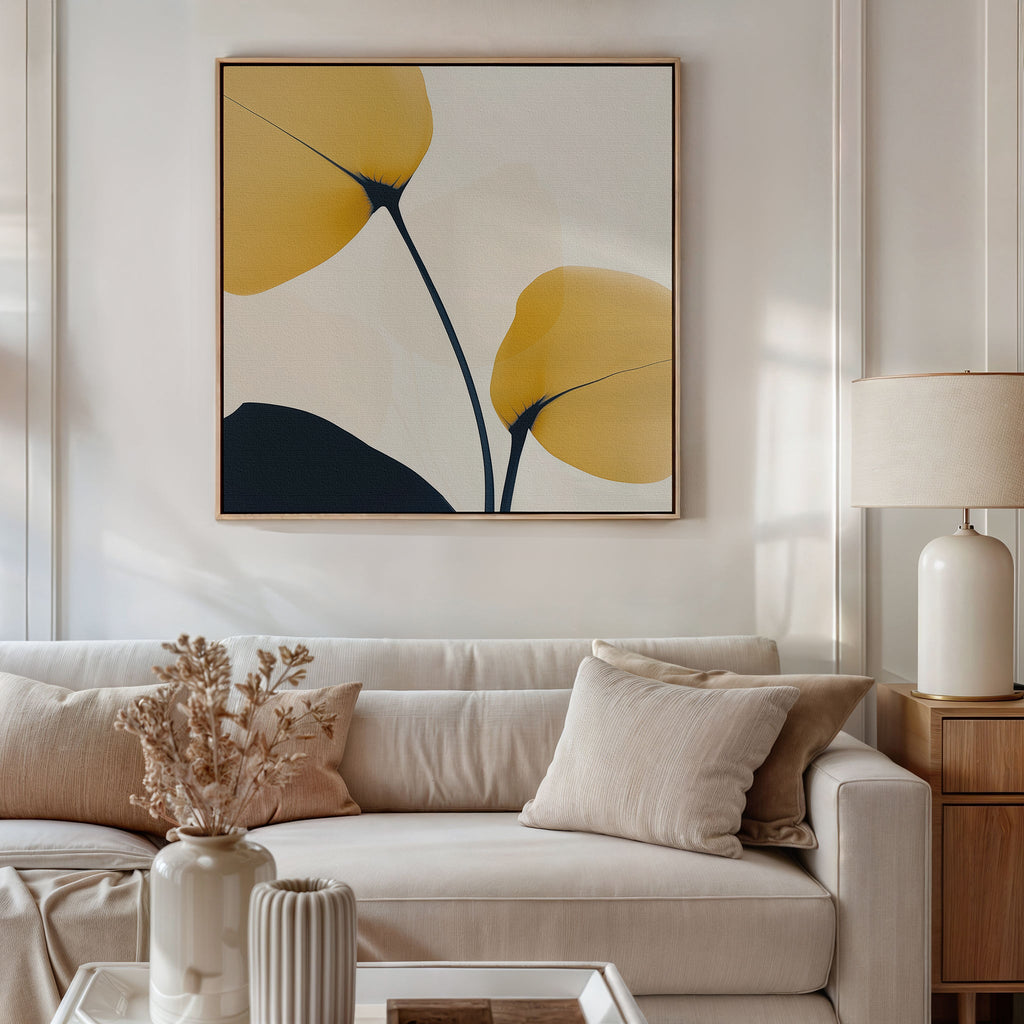 Whispers of Amber – golden yellow botanical canvas wall art print by Aspire Prints