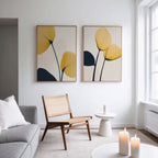Gilded Whispers – Set of 2 Canvas Prints set of 2 – golden yellow botanical canvas wall art by Aspire Prints