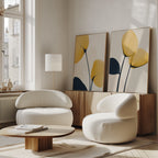 Gilded Whispers – Set of 2 Canvas Prints set of 2 – golden yellow botanical canvas wall art by Aspire Prints