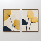 Gilded Whispers – Set of 2 Canvas Prints set of 2 – golden yellow botanical canvas wall art by Aspire Prints