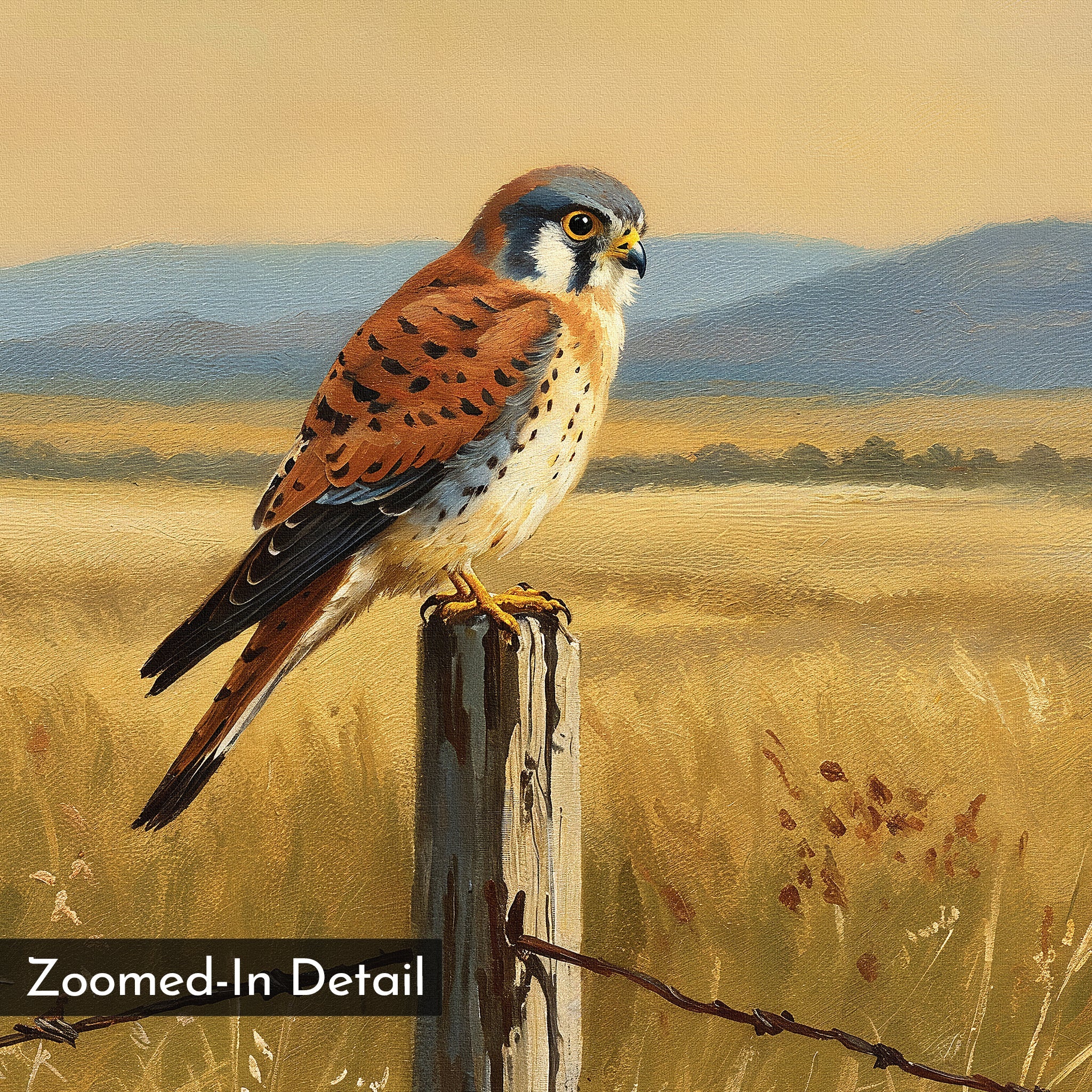 Kestrel's Quiet Vigil – neutral-toned vintage canvas wall art print by Aspire Prints