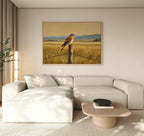 Kestrel's Quiet Vigil – neutral-toned vintage canvas wall art print by Aspire Prints