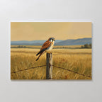 Kestrel's Quiet Vigil – neutral-toned vintage canvas wall art print by Aspire Prints