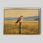 Kestrel's Quiet Vigil – neutral-toned vintage canvas wall art print by Aspire Prints