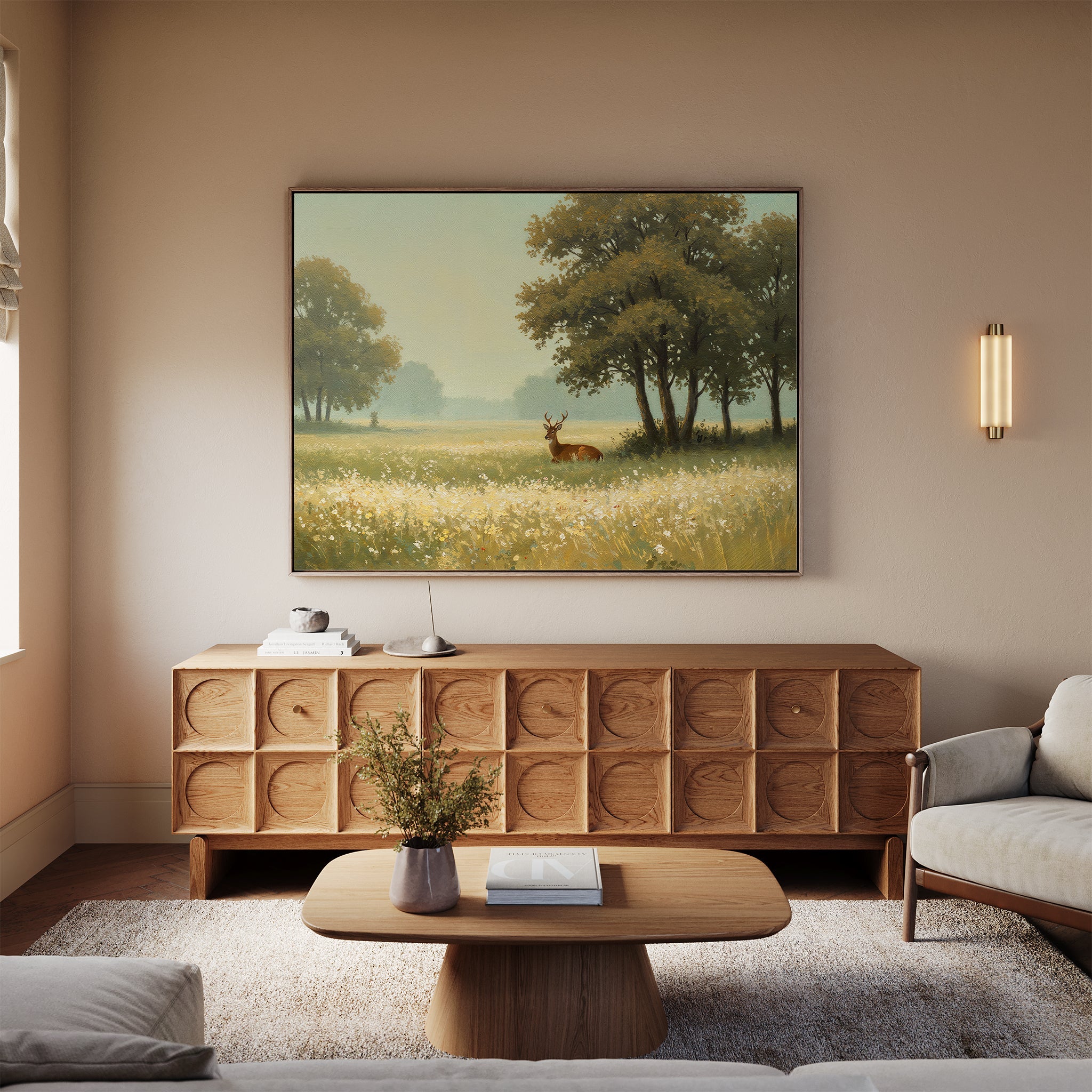 Where the Wildflowers Sleep – neutral-toned vintage canvas wall art print by Aspire Prints