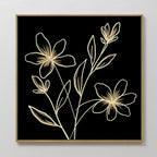 Whispers in Gold – black botanical canvas wall art print by Aspire Prints