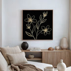 Whispers in Gold – black botanical canvas wall art print by Aspire Prints