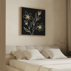 Whispers in Gold – black botanical canvas wall art print by Aspire Prints