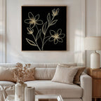 Whispers in Gold – black botanical canvas wall art print by Aspire Prints