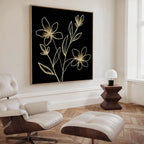 Whispers in Gold – black botanical canvas wall art print by Aspire Prints