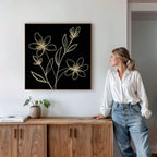 Whispers in Gold – black botanical canvas wall art print by Aspire Prints