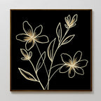 Whispers in Gold – black botanical canvas wall art print by Aspire Prints