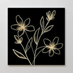Whispers in Gold – black botanical canvas wall art print by Aspire Prints