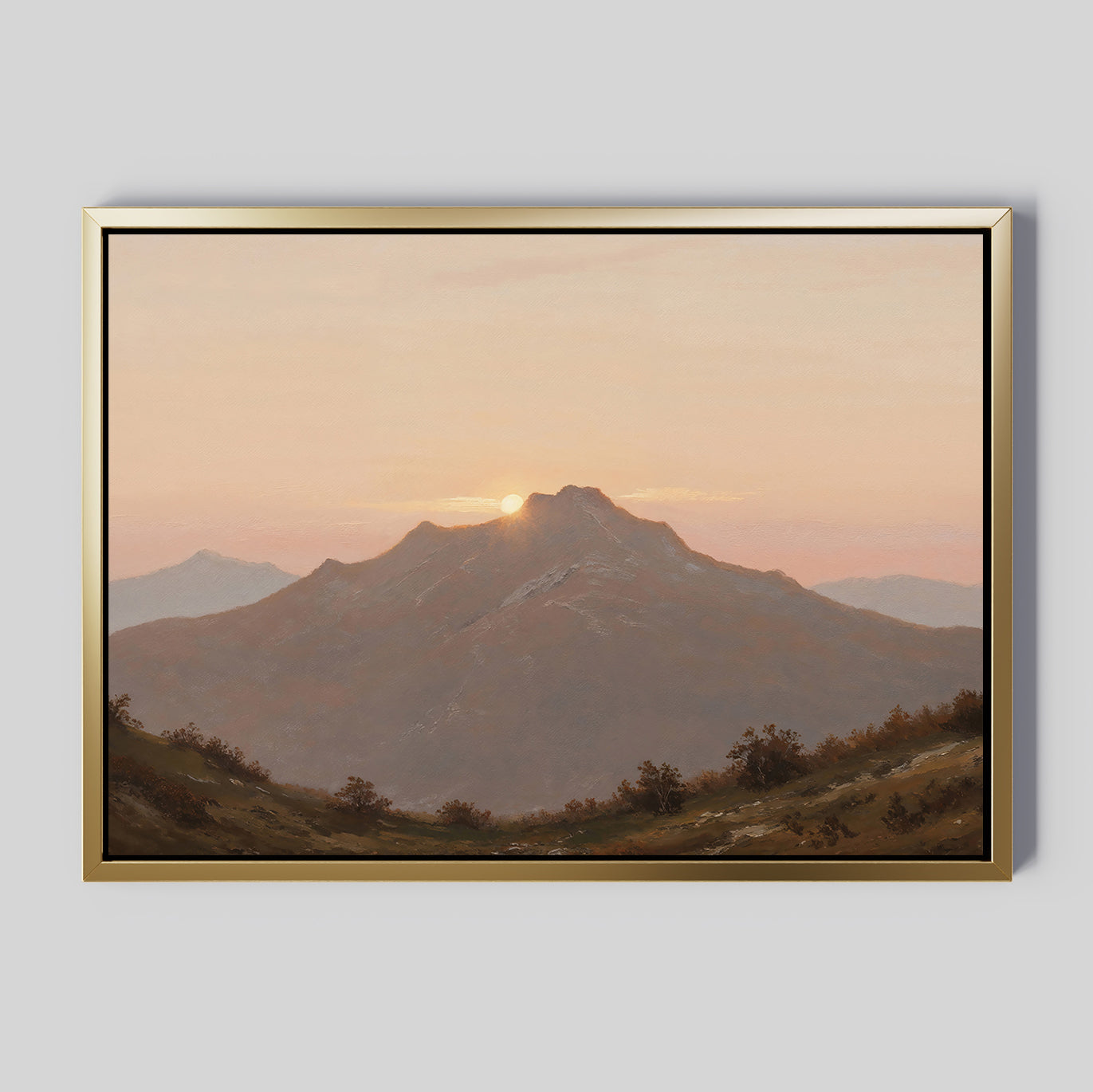 Sunrise Over the Ochre Ridge – multicolour vintage canvas wall art print by Aspire Prints