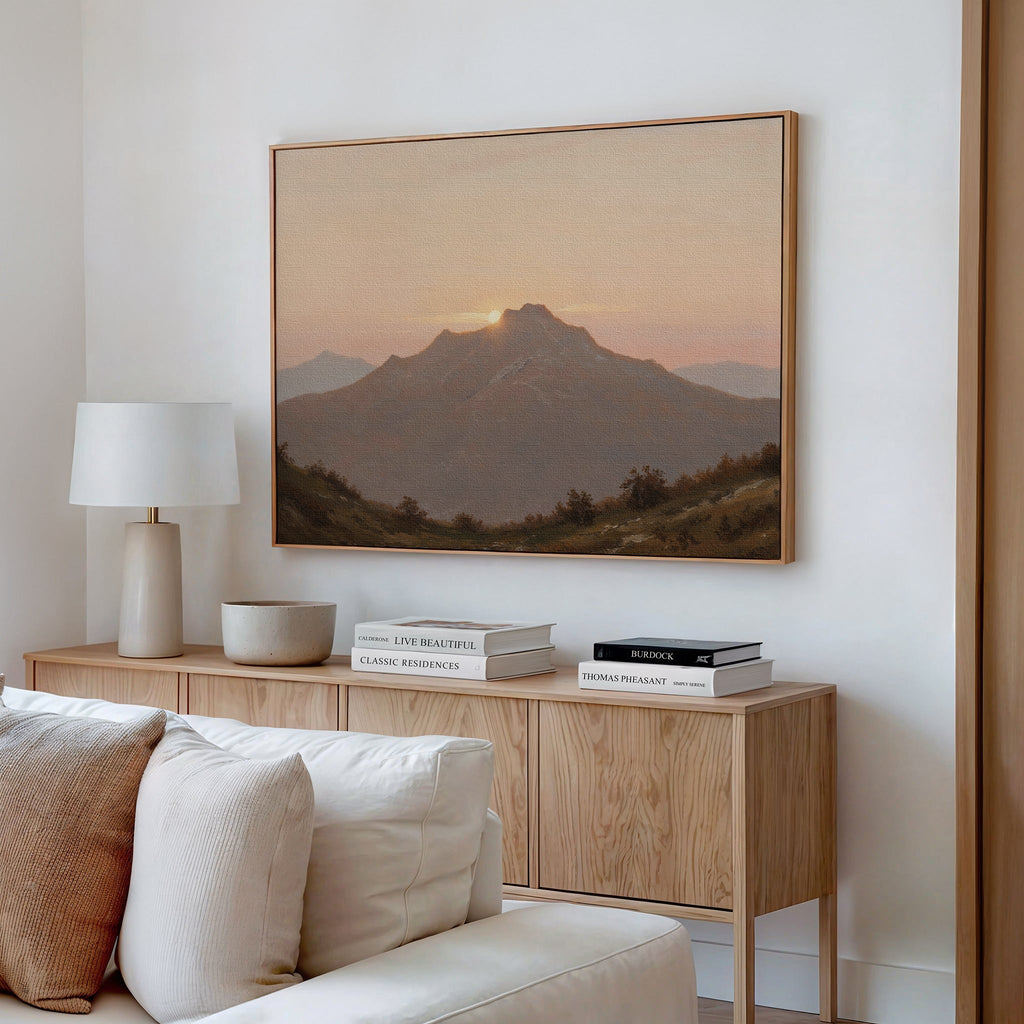 Sunrise Over the Ochre Ridge – multicolour vintage canvas wall art print by Aspire Prints