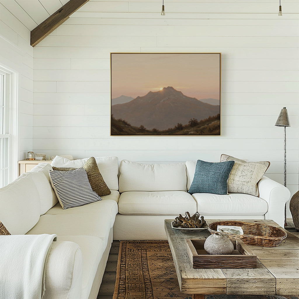 Sunrise Over the Ochre Ridge – multicolour vintage canvas wall art print by Aspire Prints