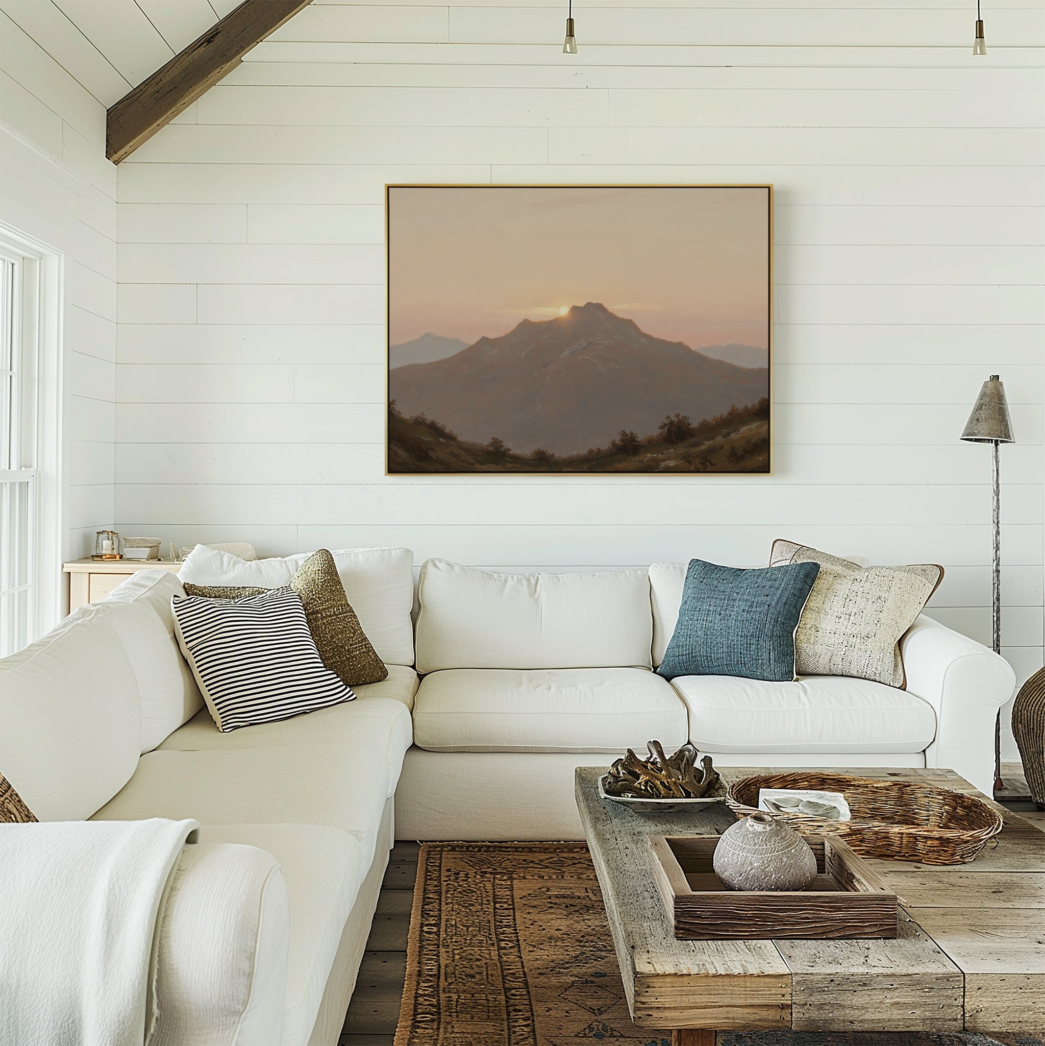 Sunrise Over the Ochre Ridge – multicolour vintage canvas wall art print by Aspire Prints