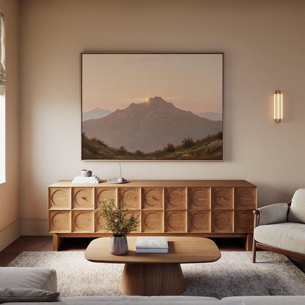 Sunrise Over the Ochre Ridge – multicolour vintage canvas wall art print by Aspire Prints