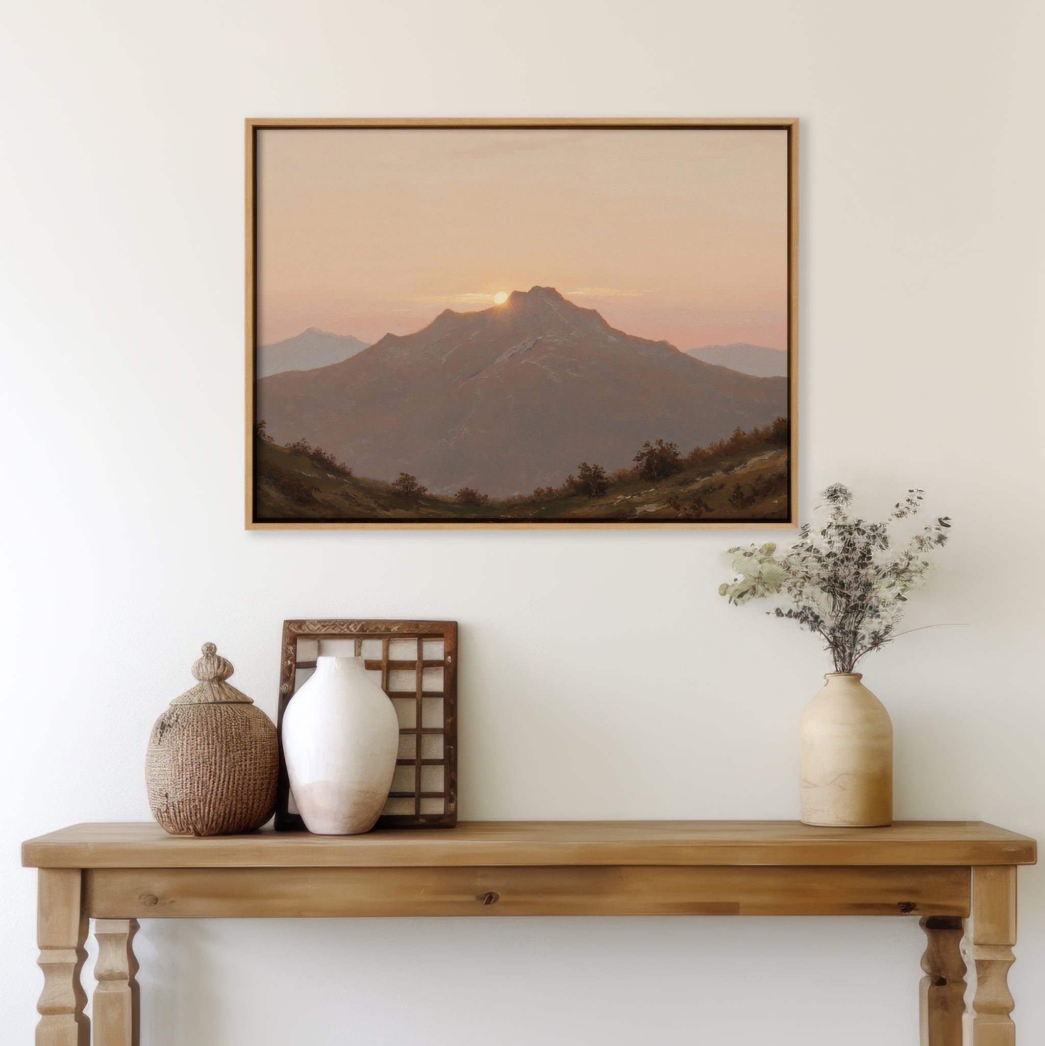 Sunrise Over the Ochre Ridge – multicolour vintage canvas wall art print by Aspire Prints