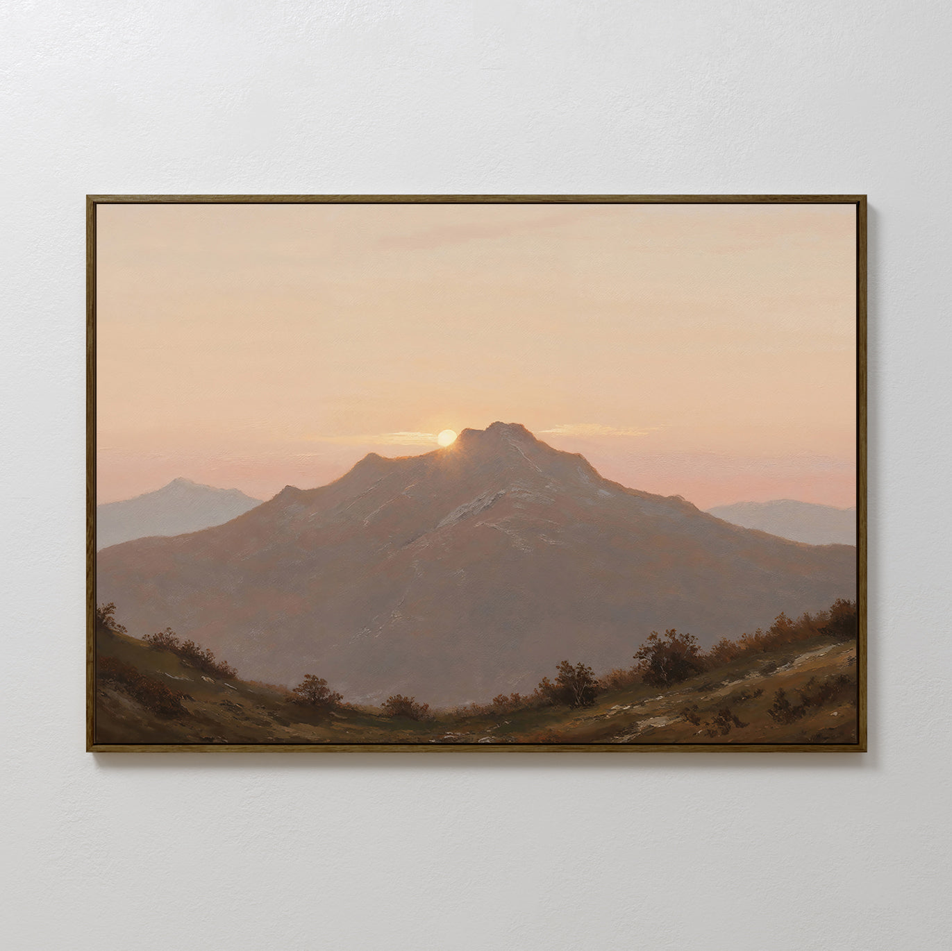 Sunrise Over the Ochre Ridge – multicolour vintage canvas wall art print by Aspire Prints